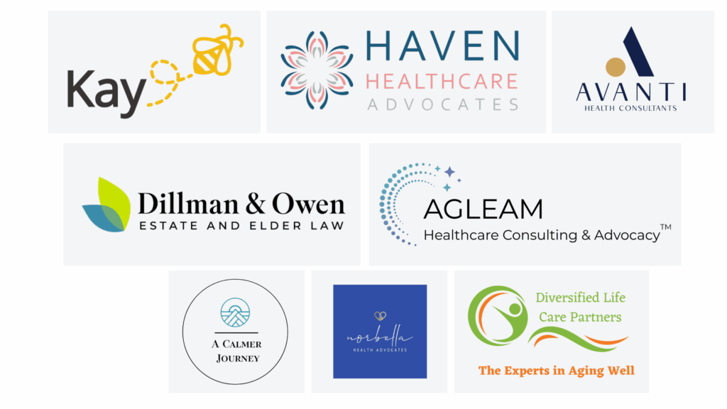 Logos of nurse advocates, social workers, and care management professionals who use Primary Record to coordinate and support family care.