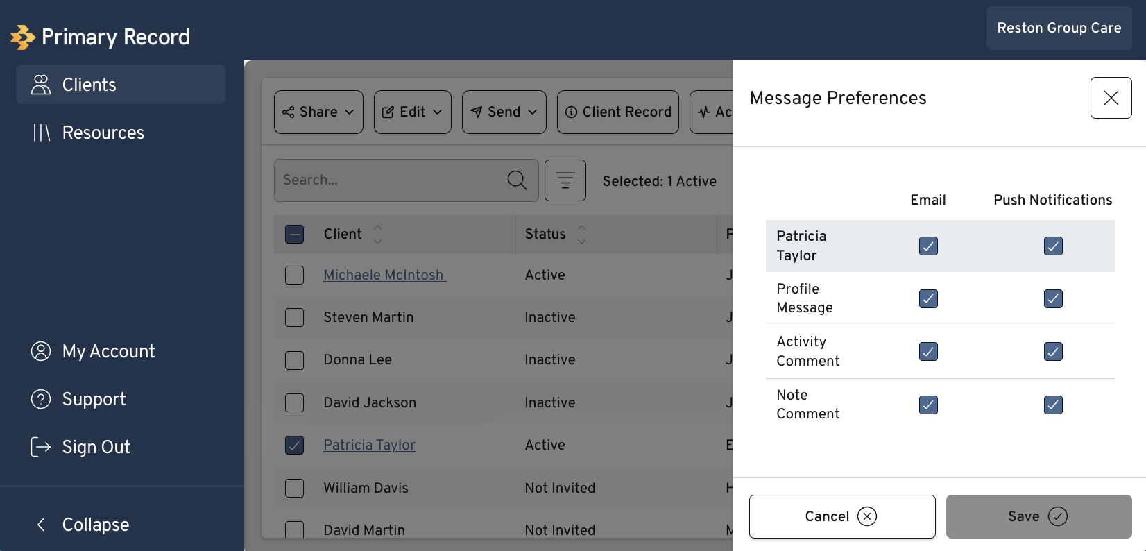 Preference. Sign Managing Message Preferences - Primary Record